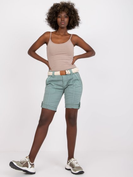 Světle zelené kraťasy s páskem (Velikost L)