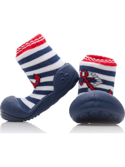 Attipas Modro-bílé první botičky s námořním vzorem