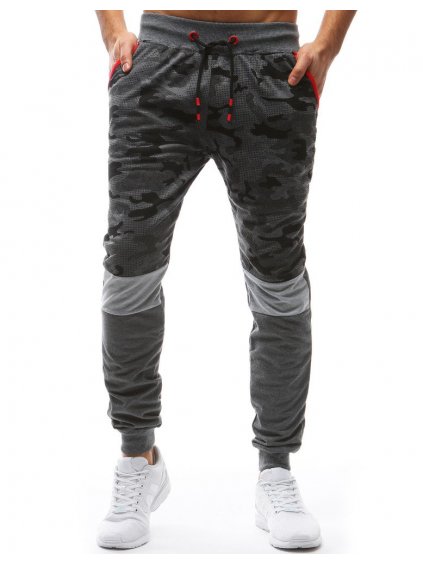 Tmavě šedé tepláky se světlým pruhem