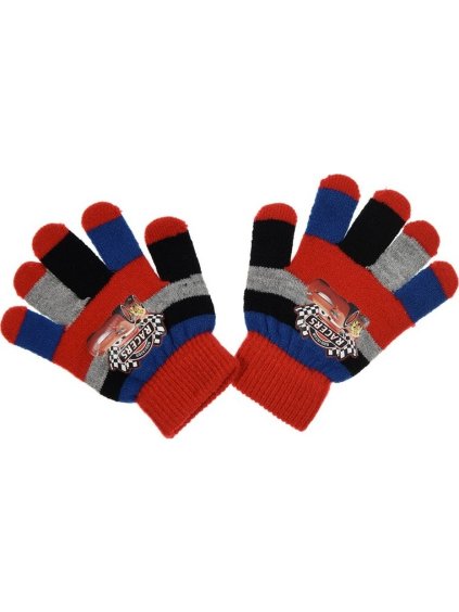 Auta - červené pruhované chlapecké rukavice