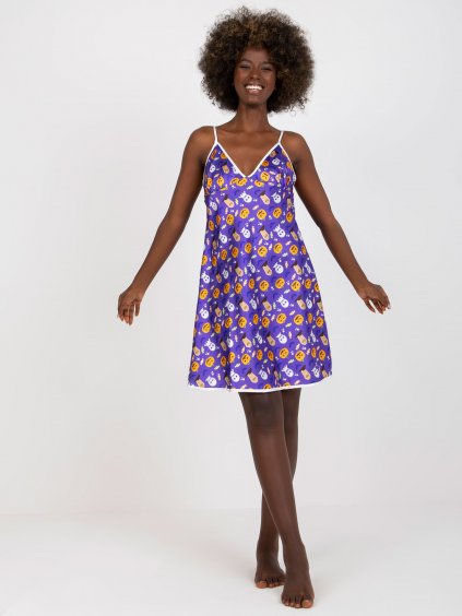 Tmavě fialová vzorovaná noční košile