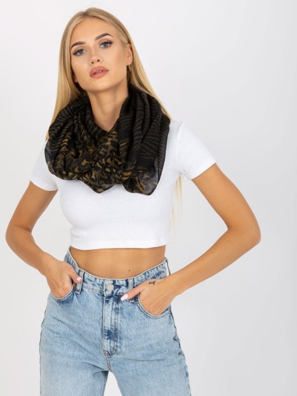 Šátek se vzory - černá/khaki