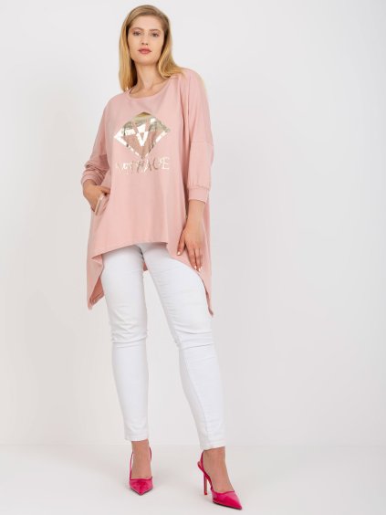 Světle růžová asymetrická halenka