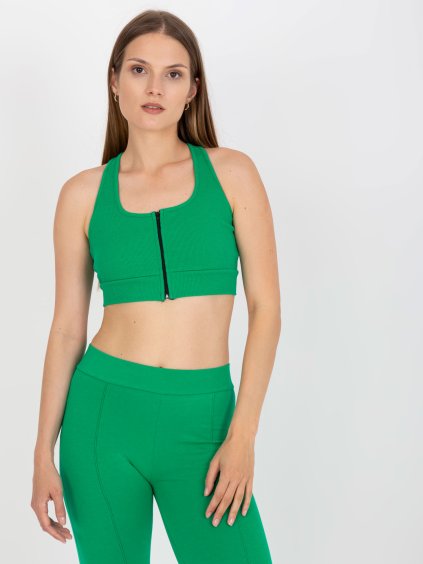 Zelený crop top na zip (Velikost S)