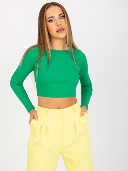 ZELENÝ CROP TOP S HOLÝMI ZÁDY