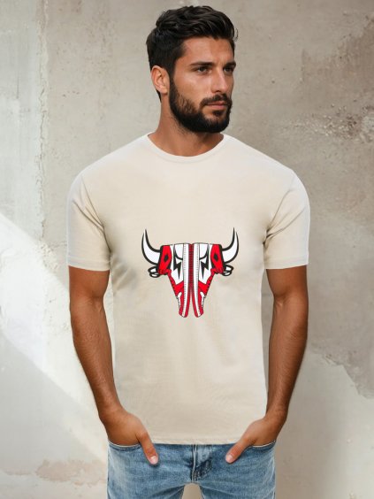 Béžové tričko s potiskem tenisek