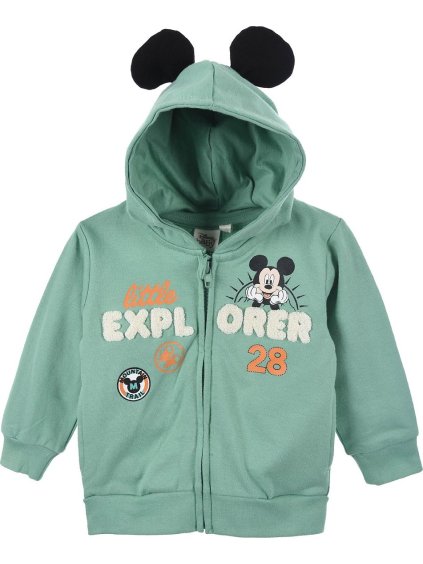 Světle zelená mikina Mickey Mouse s kapucí