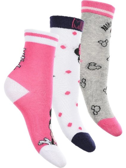 Balení ponožek Disney Minnie Mouse - růžová/bílá/šedá (Velikost 23/26)
