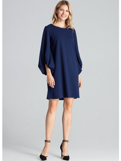 Šaty s nadýchanými rukávy M693 Navy