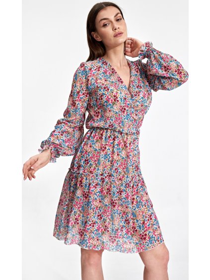 Barevné šifonové šaty s květy