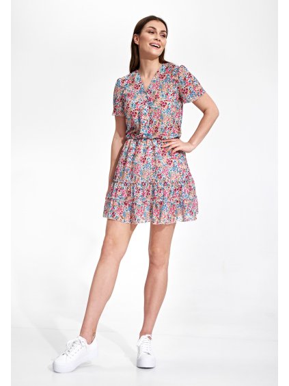 Barevné lehké šaty z šifonu