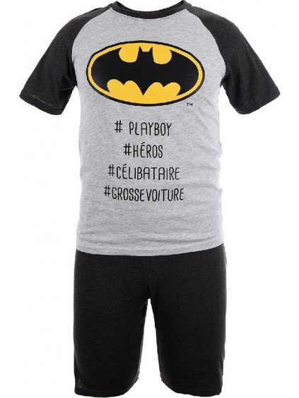 Šedo-černé krátké pánské pyžamo Batman