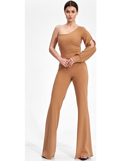 Hnědý elegantní overal s jedním rukávem (Velikost S)