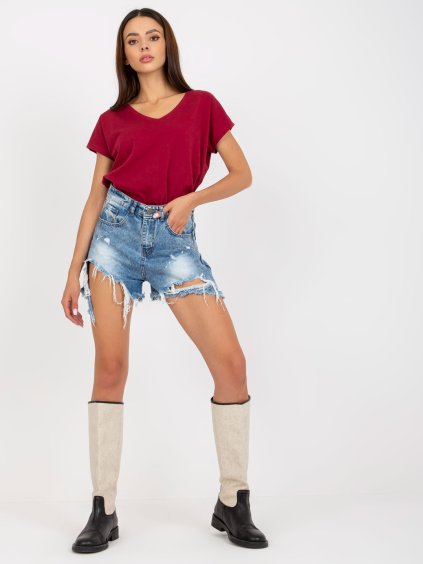 Vínové tričko s výstřihem do V