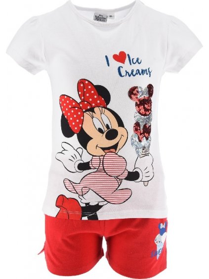 BÍLO-ČERVENÝ DÍVČÍ LETNÍ SET MINNIE MOUSE DISNEY