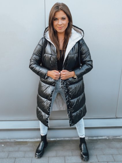 Černý oboustranný dlouhý kabát KERMIT