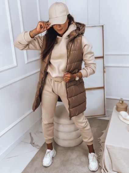 Hnědá lesklá prošívaná vesta ARAS