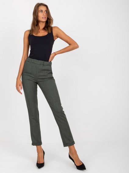 Khaki elegantní kalhoty