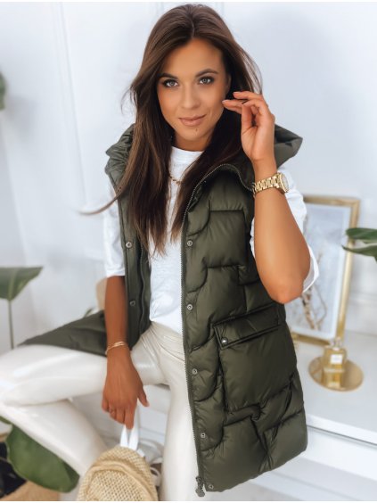 Tmavě zelená lesklá vesta WENDY