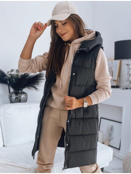 Černá vesta s kapucí NOELIA
