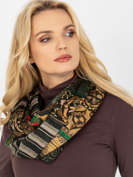 Vzorovaný dámský šátek - khaki