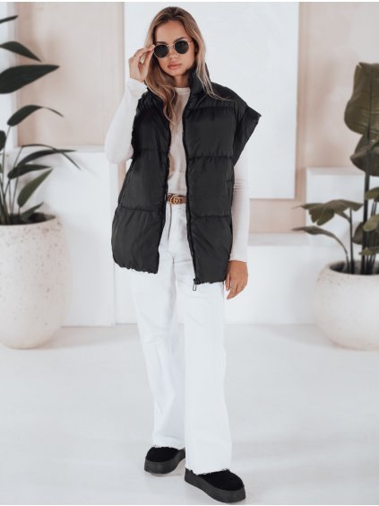 Černá krátká prošívaná vesta NIMIA