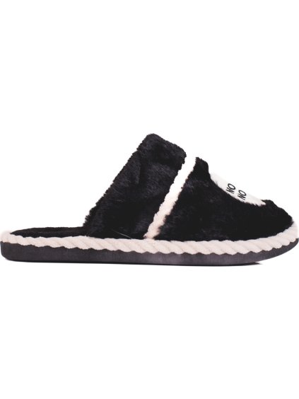 Černé dámské pantofle s kožíškem