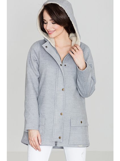 (Vel. XL) Dámská šedá bunda s kapucí
