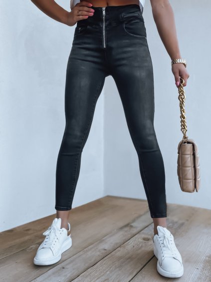 Černé dámské skinny džíny s vysokým pasem