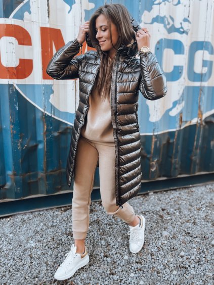 Hnědá dámská zimní prošívaná bunda LESSI s kapsou na rukávu