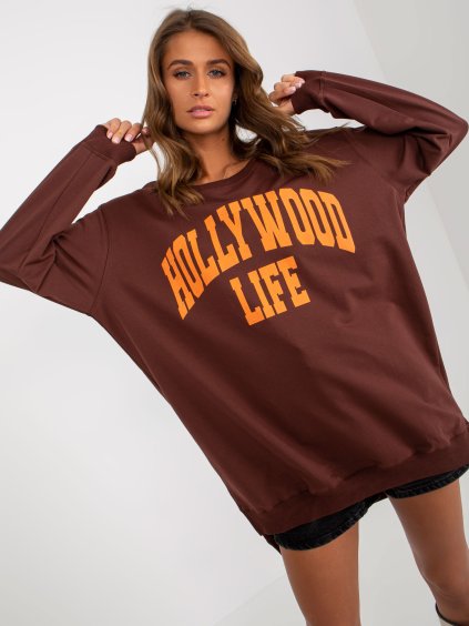 Mikinové šaty Hollywood life - hnědá/oranžová (Velikost ONE SIZE)