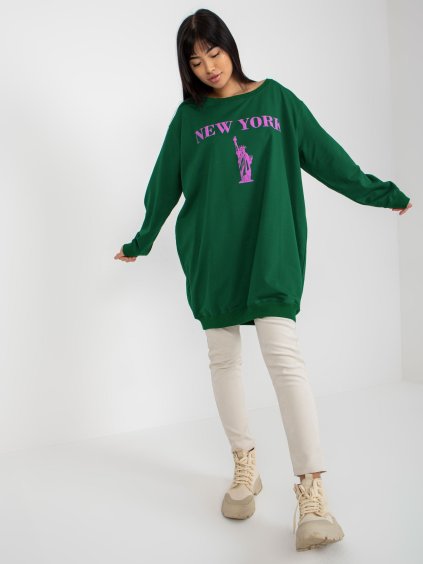 Tmavě zelené mikinové šaty New York (Velikost ONE SIZE)