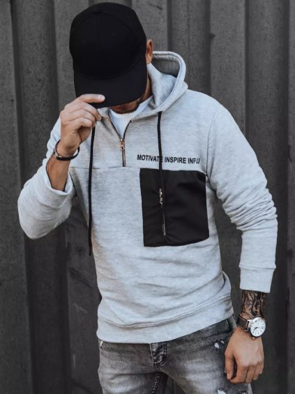 Světle šedá mikina se zipem