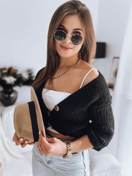 Černý krátký svetr na knoflíky NUTI