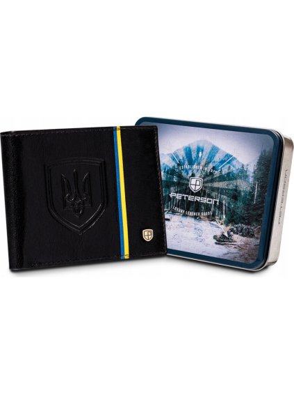 Peterson Černá peněženka s modro-žlutým pruhem