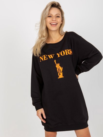 Černé mikinové šaty NEW YORK (Velikost ONE SIZE)