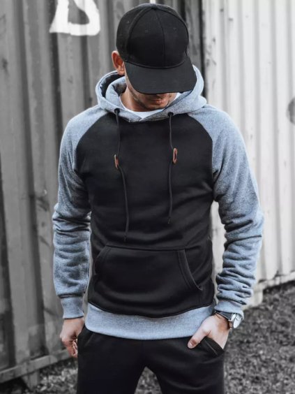Černo-šedá mikina s kapucí