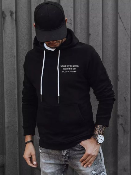 Černá mikina s potiskem na hrudi