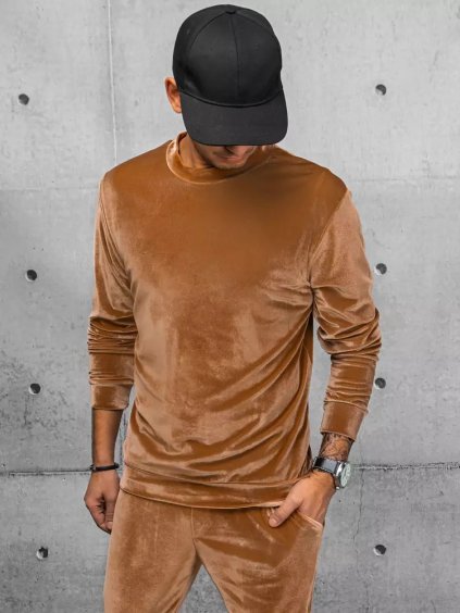 Karamelová velurová basic mikina