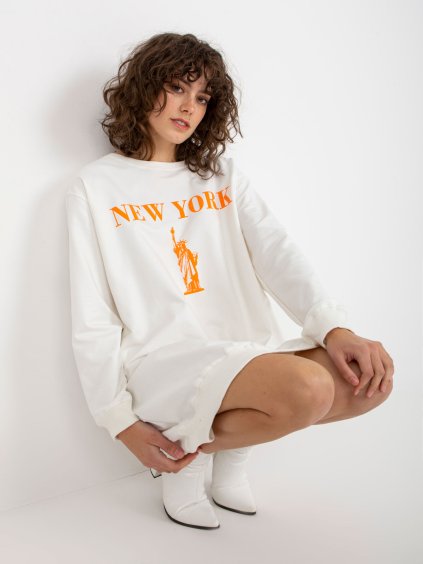 Smetanové mikinové šaty New York (Velikost ONE SIZE)