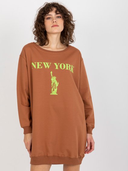 Karamelové mikinové šaty New York (Velikost ONE SIZE)