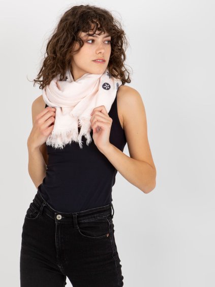 Světle růžová dámská šála s potiskem (Velikost ONE SIZE)