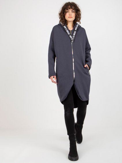 Grafitově šedé mikinové šaty na zip