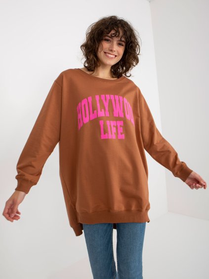 Mikinové šaty Hollywood life - hnědá/růžová (Velikost ONE SIZE)