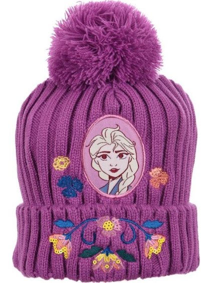 Disney Frozen Fialová zimní pletená čepice