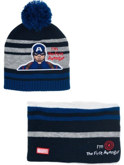 Pruhovaný set čepice a nákrčníku Captain America