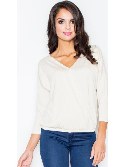 Smetanová halenka s výstřihem do V