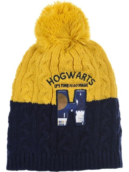 Harry Potter Čepice s bambulí - žlutá/tm. modrá