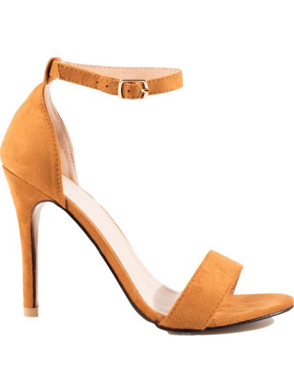 Dámské hořčicové sandály na jehlovém podpatku