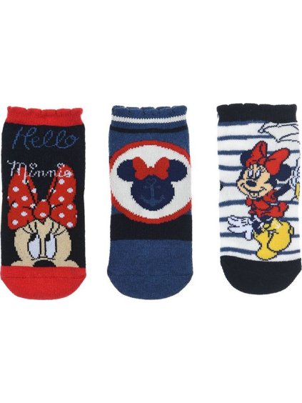 Trojbalení ponožek pro miminka Minnie Mouse - černá/modrá/bílá